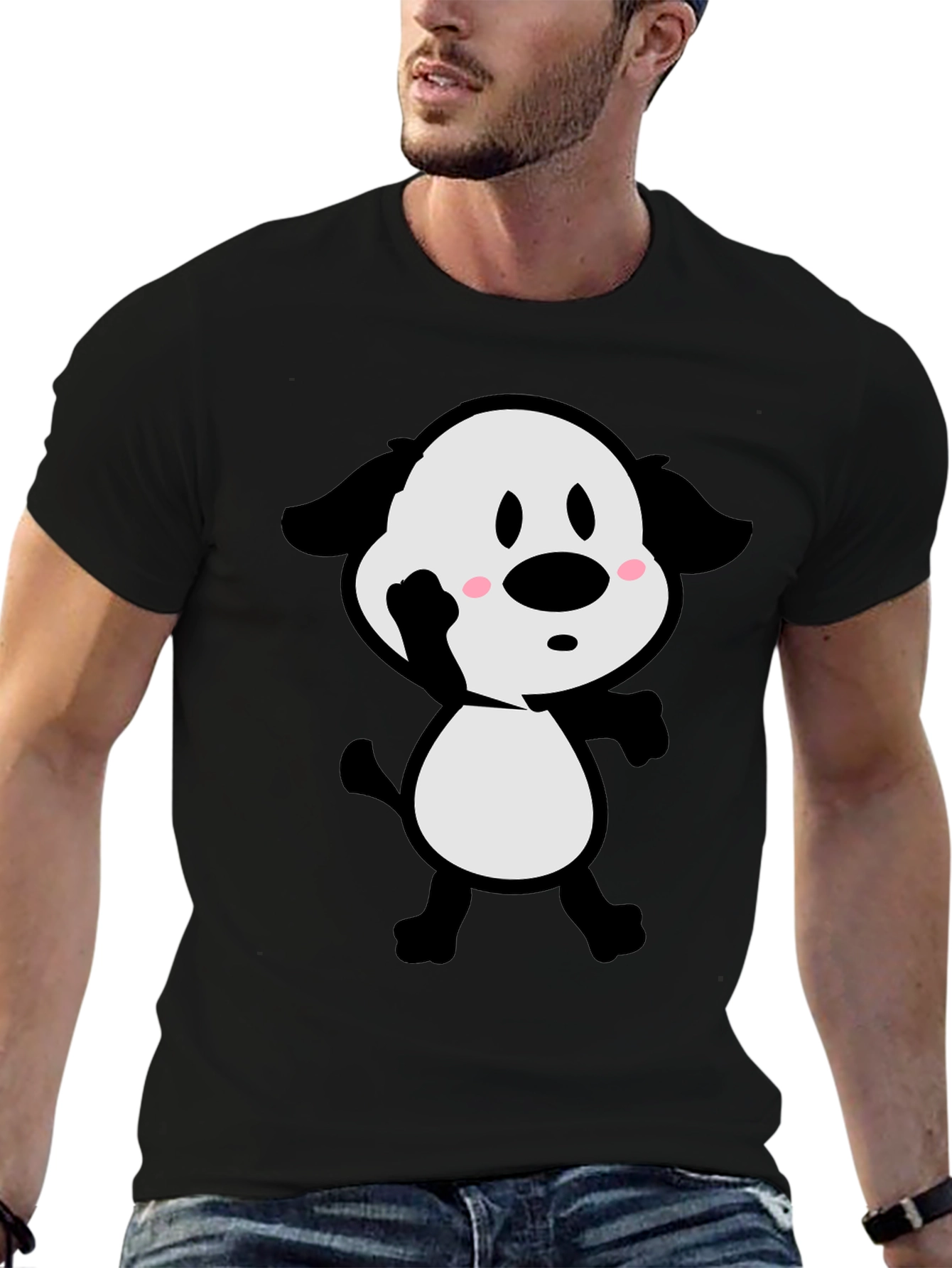 Cartoon Dog Black T-Shirt