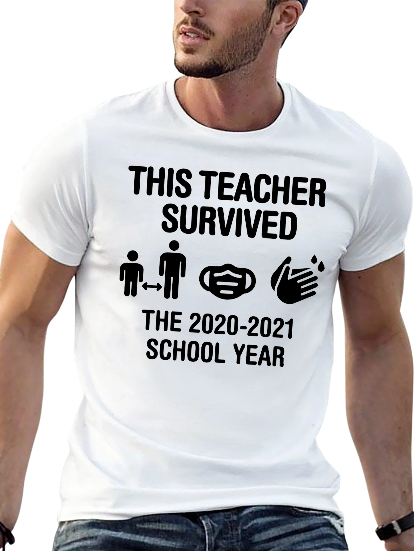Teacher Survived 2020-2021 School Year Black T-Shirt