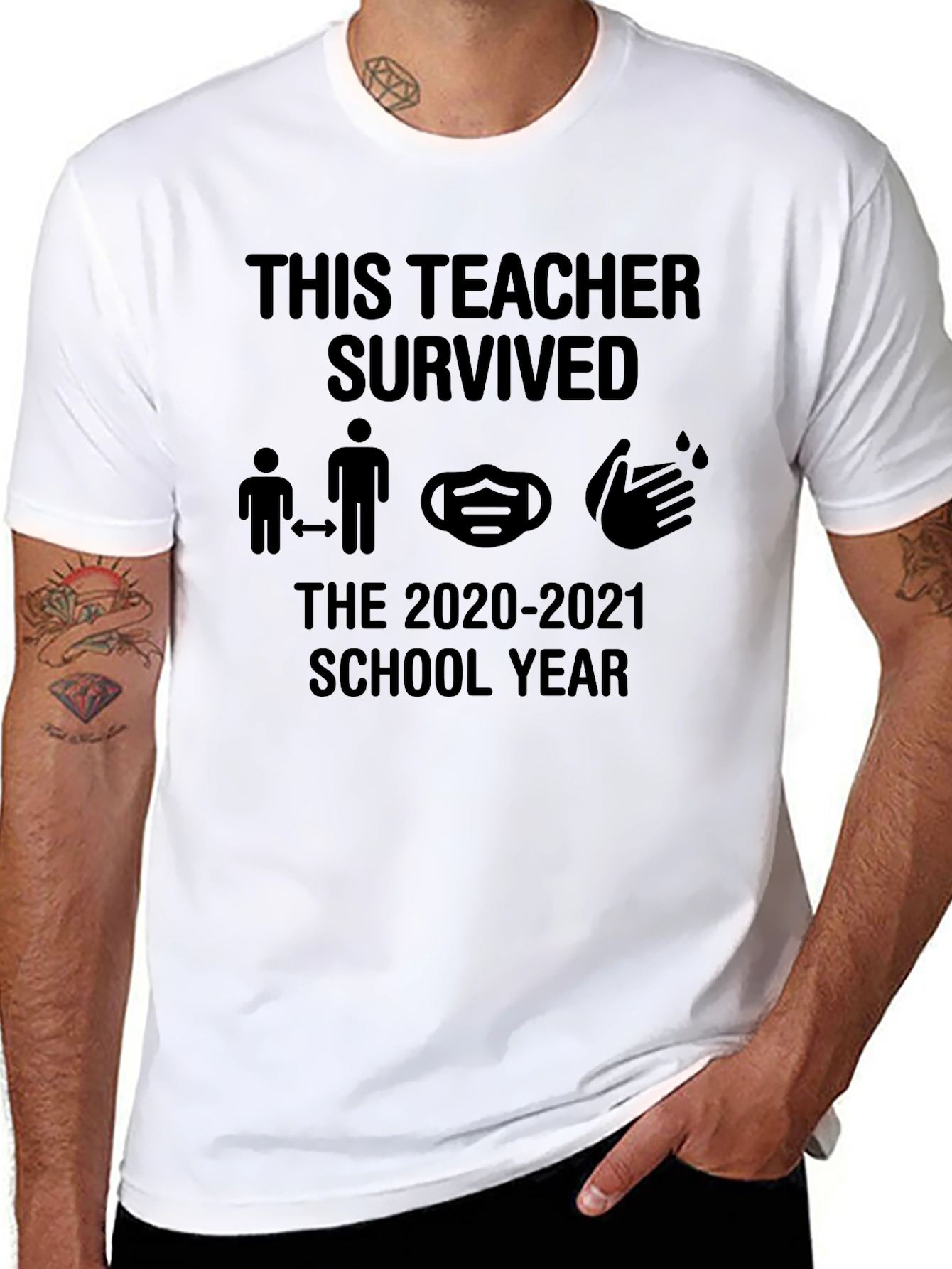 Teacher Survived 2020-2021 School Year Black T-Shirt