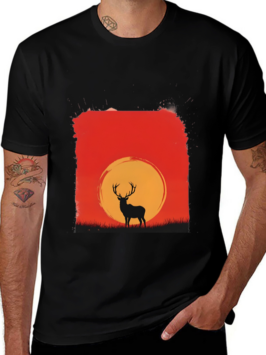 Sunset Deer Graphic Tee - Nature Inspired T-Shirt