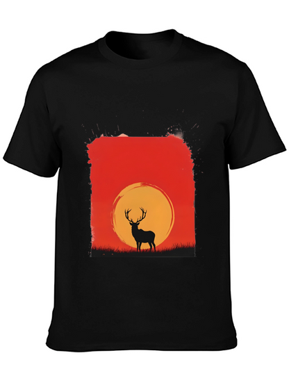 Sunset Deer Graphic Tee - Nature Inspired T-Shirt
