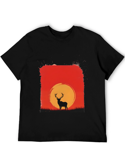 Sunset Deer Graphic Tee - Nature Inspired T-Shirt