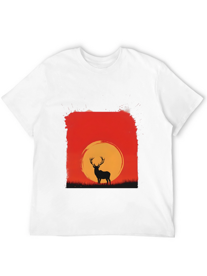 Sunset Deer Graphic Tee - Nature Inspired T-Shirt
