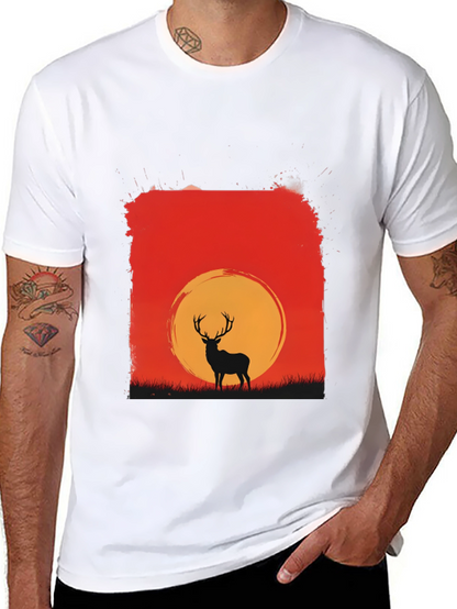 Sunset Deer Graphic Tee - Nature Inspired T-Shirt