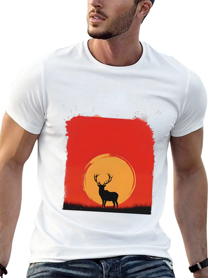 Sunset Deer Graphic Tee - Nature Inspired T-Shirt