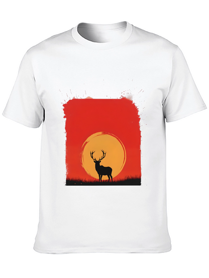 Sunset Deer Graphic Tee - Nature Inspired T-Shirt