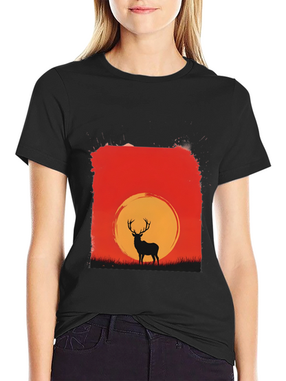 Sunset Deer Graphic Tee - Nature Inspired T-Shirt