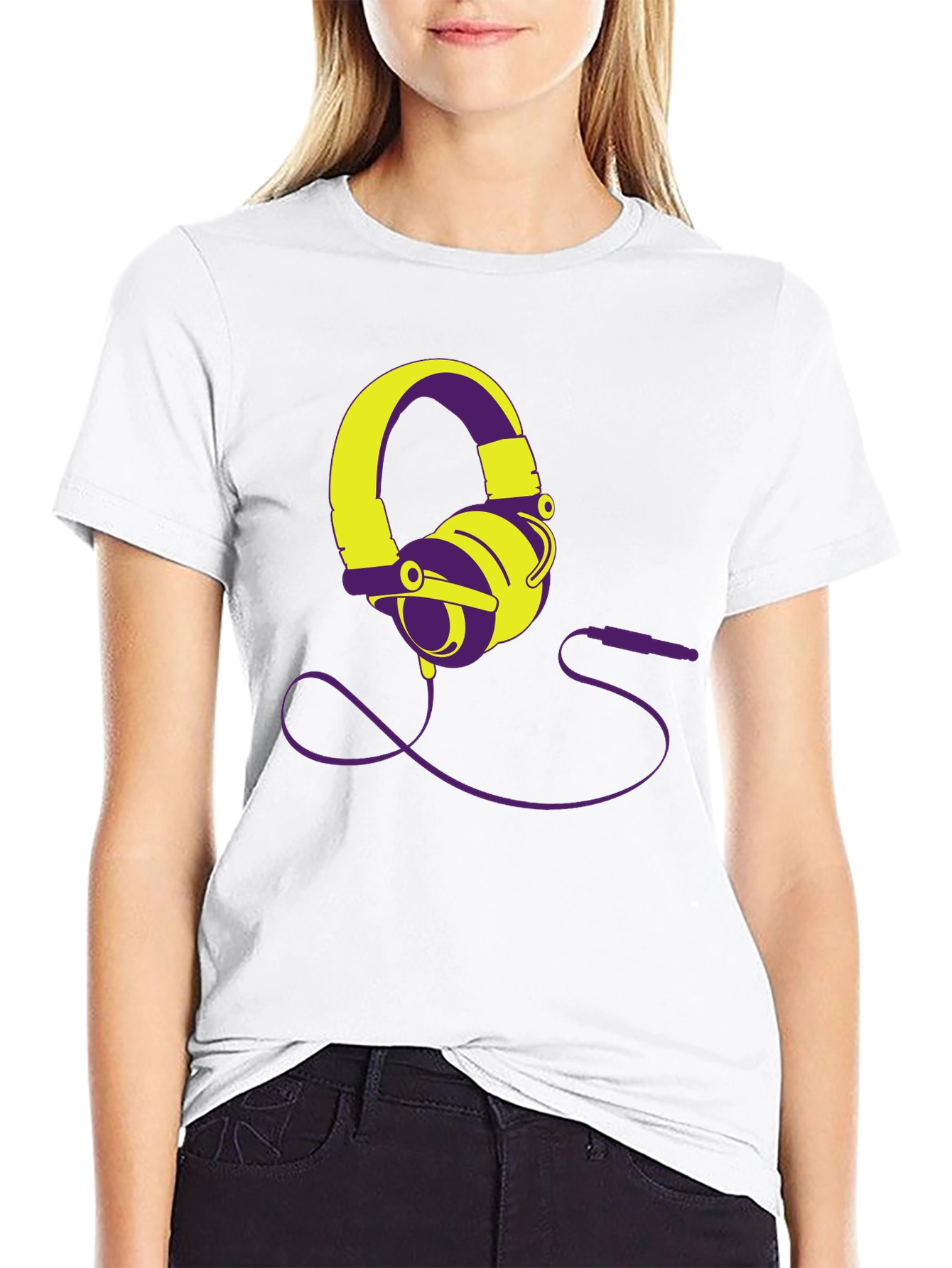 Modern Headphones Graphic Tee - Black