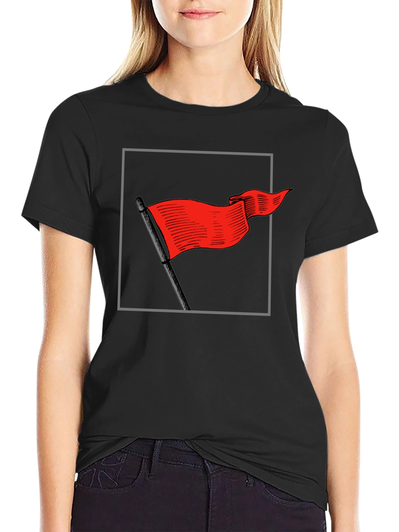 Red Flag Graphic Tee - Bold Statement Shirt