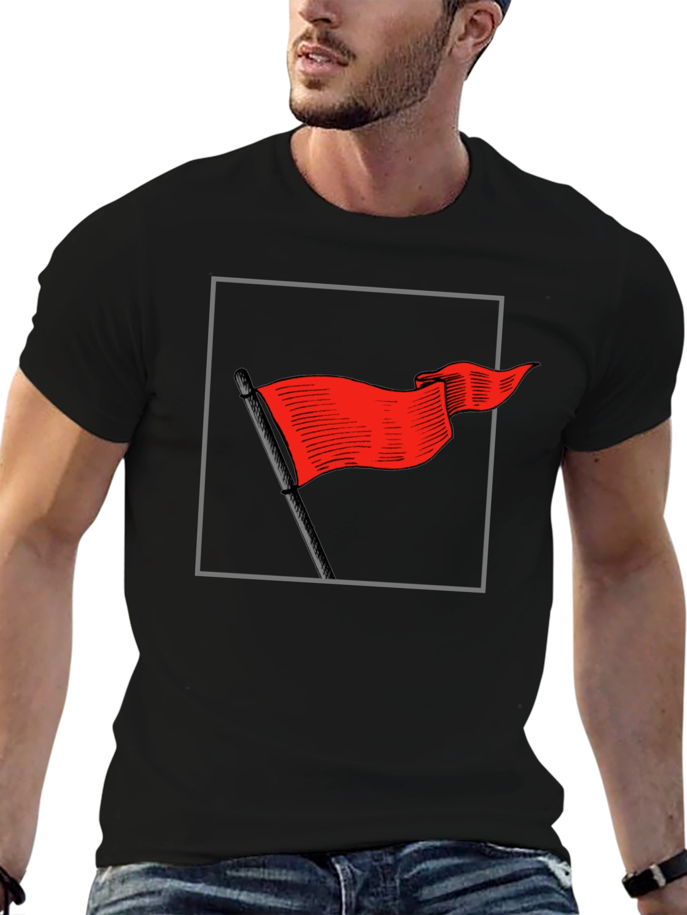 Red Flag Graphic Tee - Bold Statement Shirt