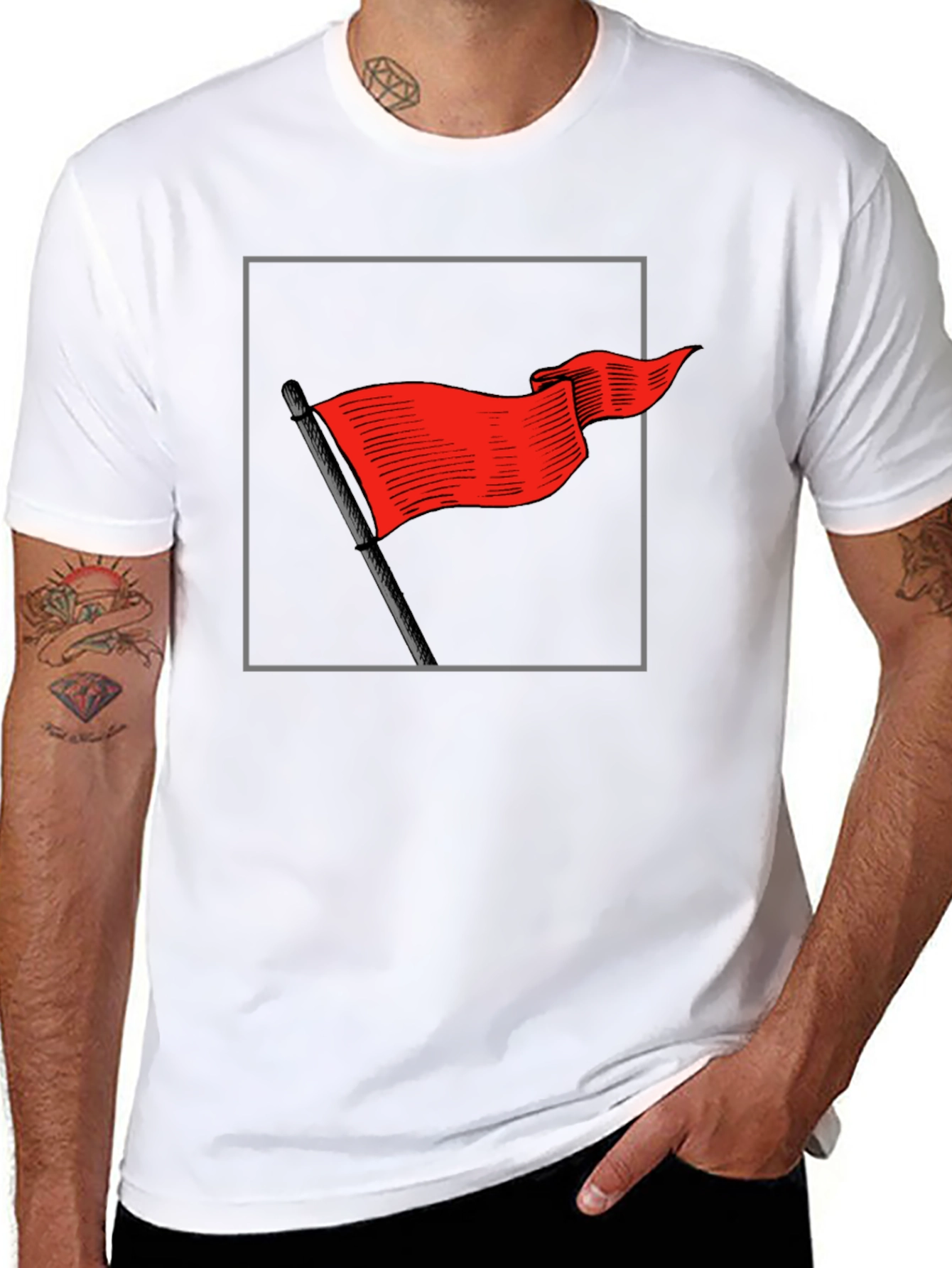 Red Flag Graphic Tee - Bold Statement Shirt