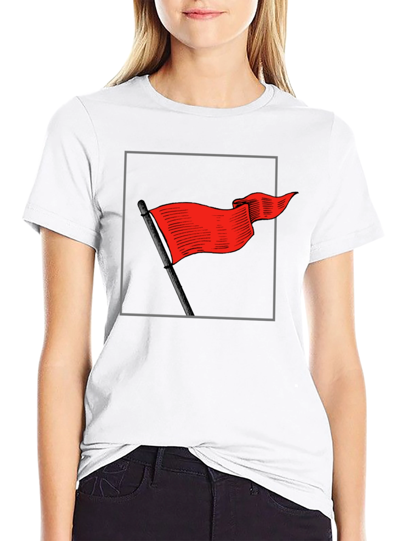 Red Flag Graphic Tee - Bold Statement Shirt