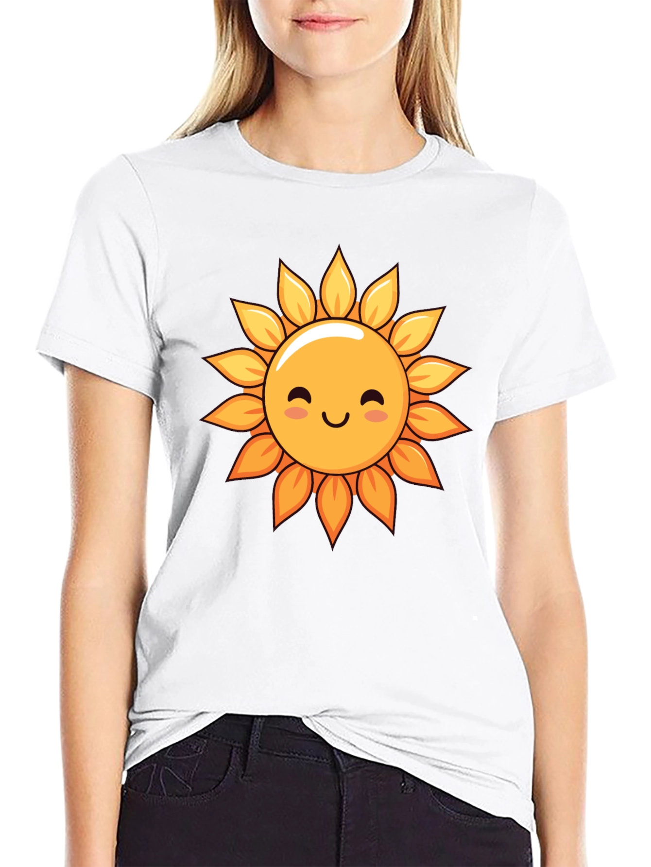 Cute Sunflower Graphic Tee - Black T-Shirt