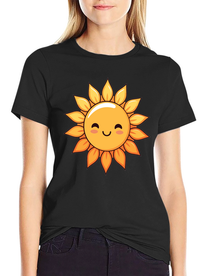 Cute Sunflower Graphic Tee - Black T-Shirt