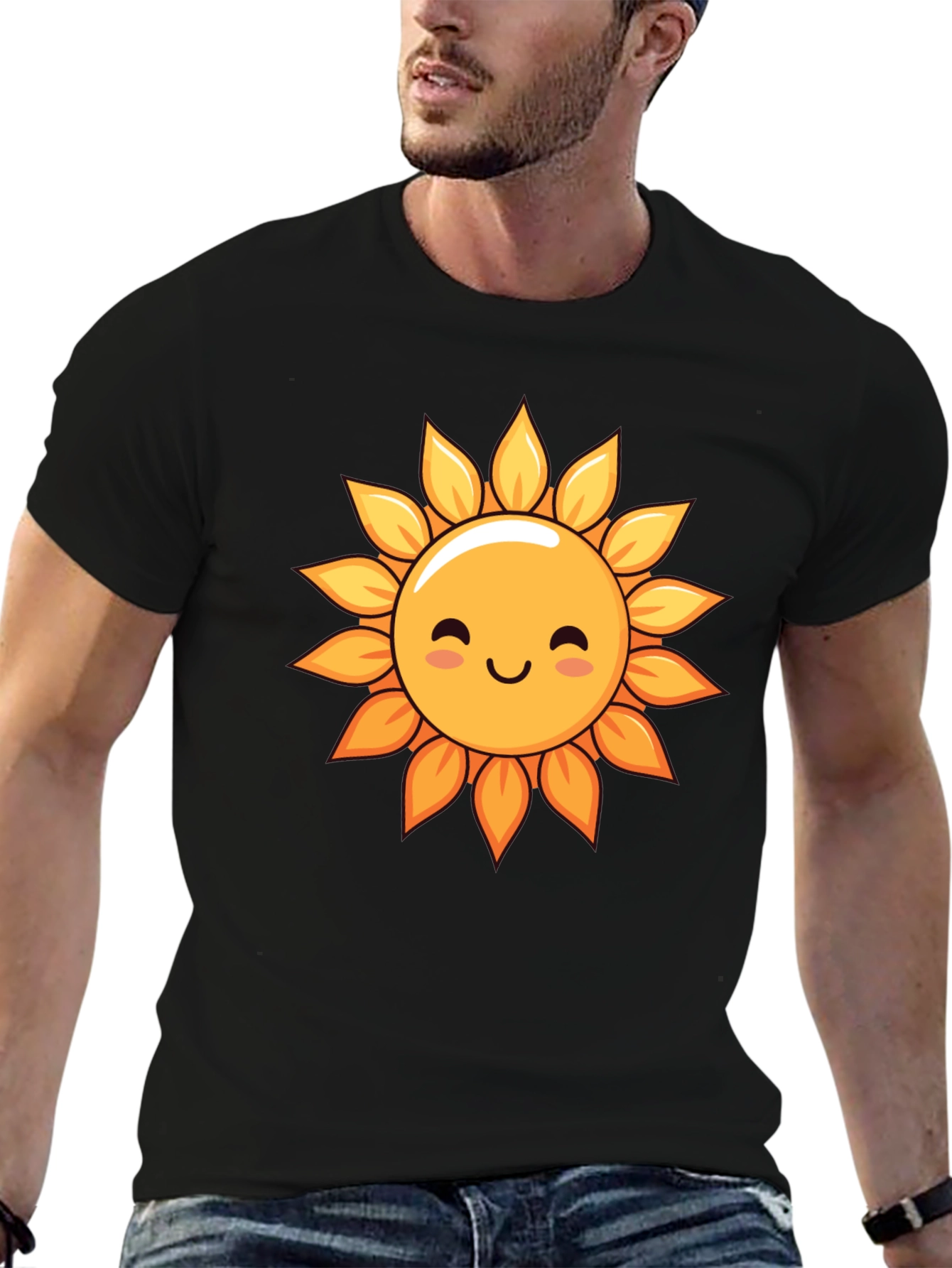 Cute Sunflower Graphic Tee - Black T-Shirt