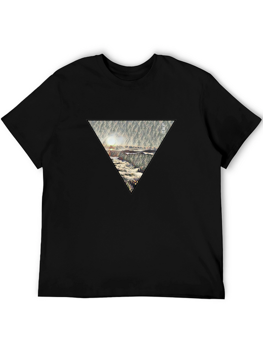 Abstract Triangle Design Black T-Shirt