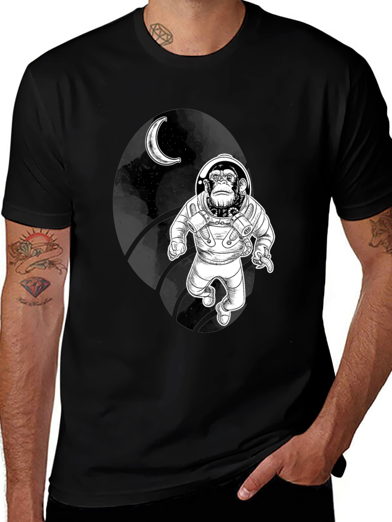 Space Monkey Graphic Tee - Black