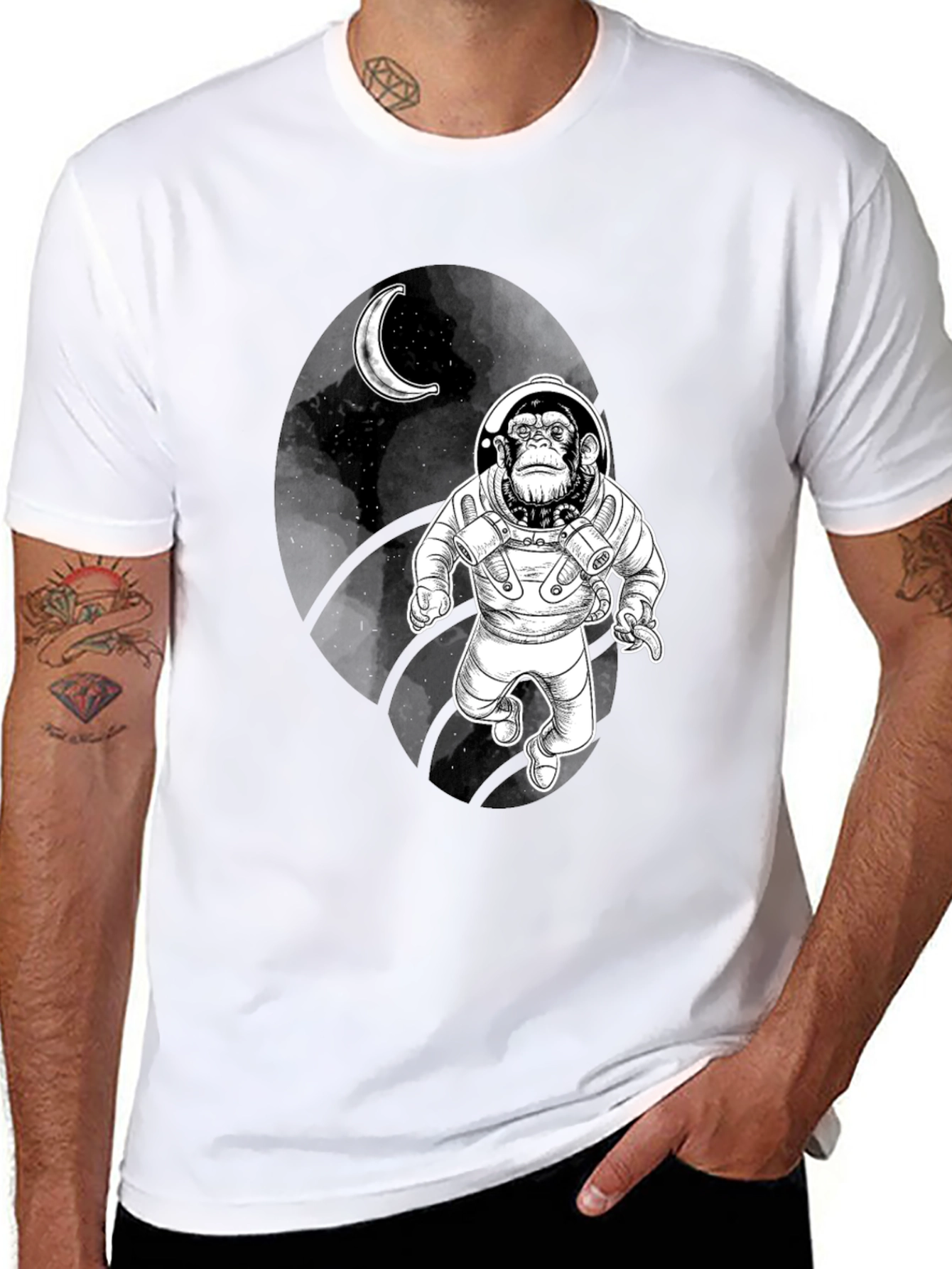 Space Monkey Graphic Tee - Black