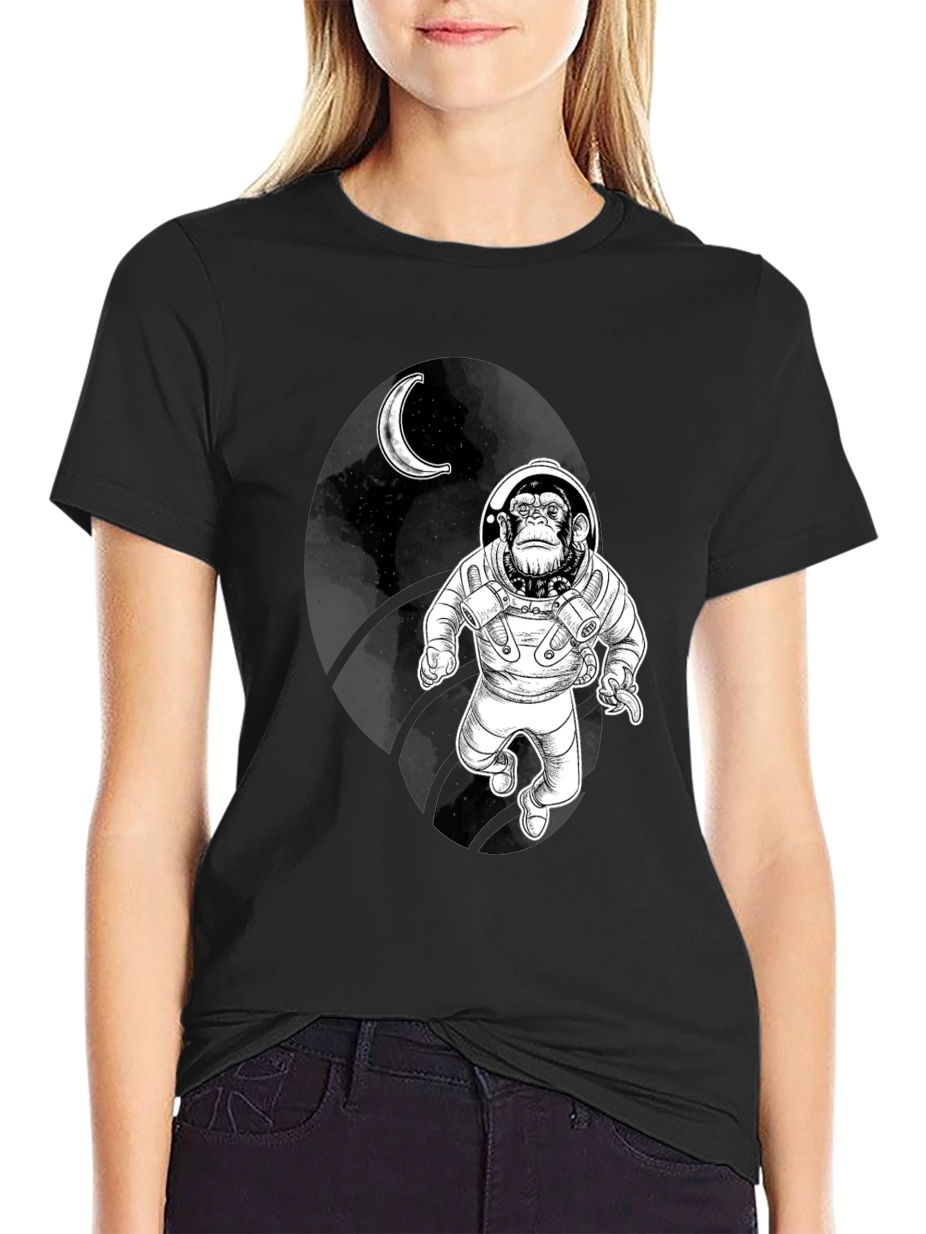 Space Monkey Graphic Tee - Black