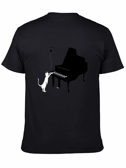 Cat Playing Piano Graphic Tee