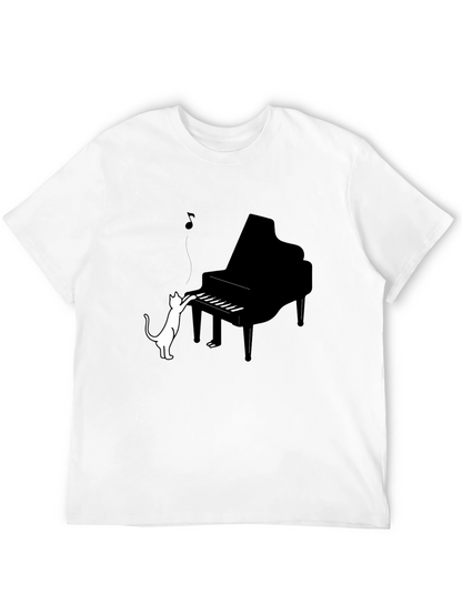 Cat Playing Piano Graphic Tee