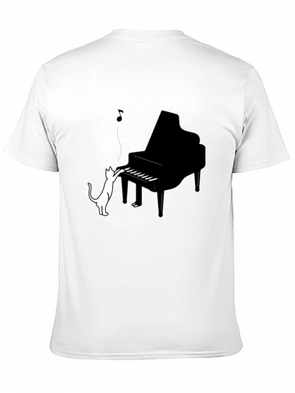 Cat Playing Piano Graphic Tee