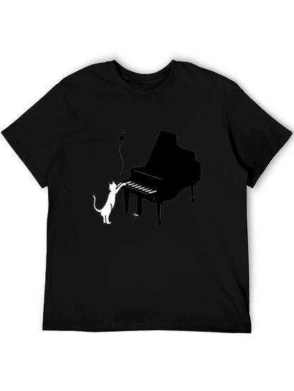 Cat Playing Piano Graphic Tee