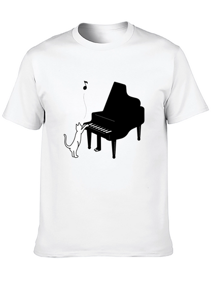 Cat Playing Piano Graphic Tee