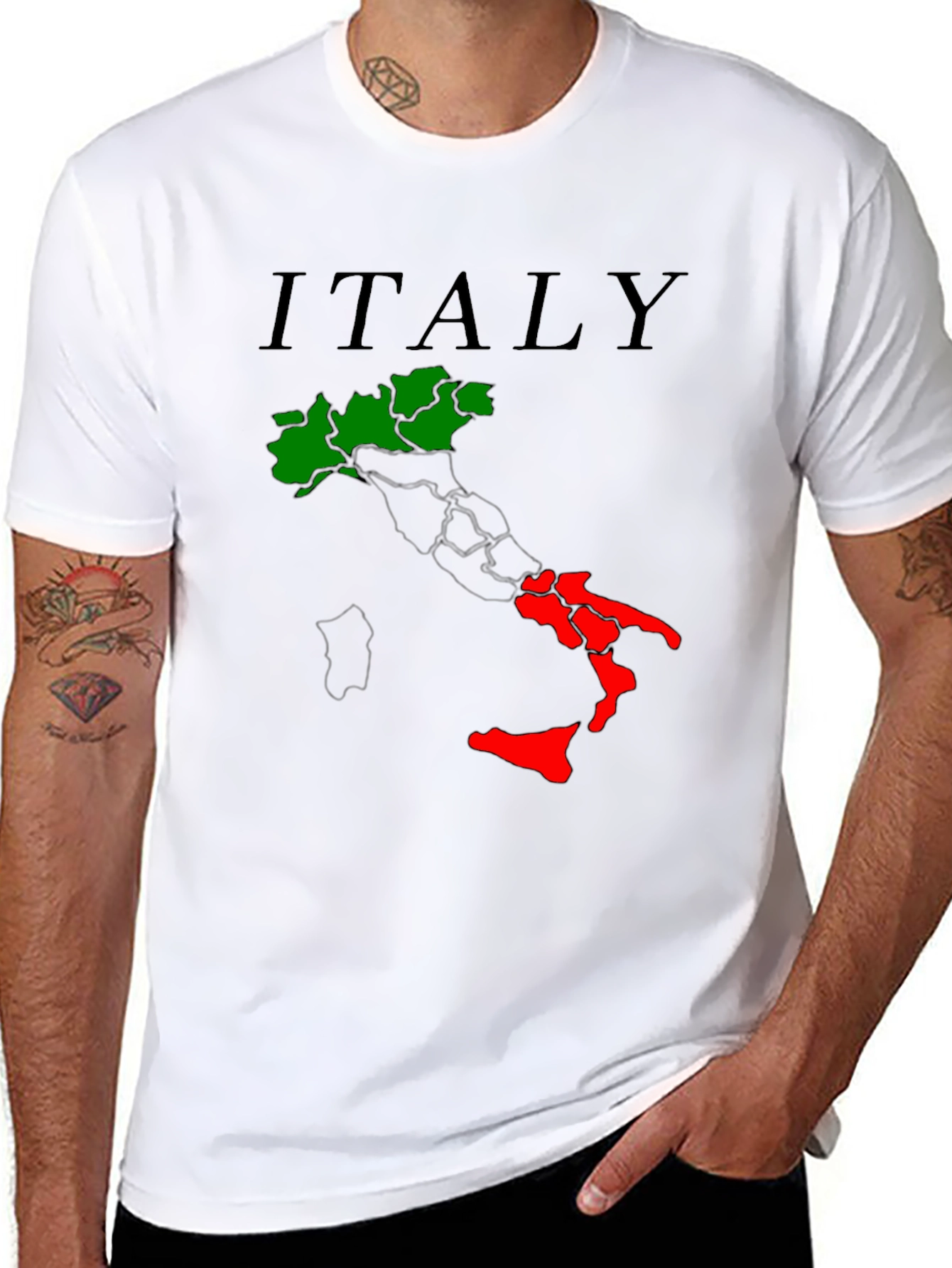Italy Map T-Shirt - Green & Red Italian Pride