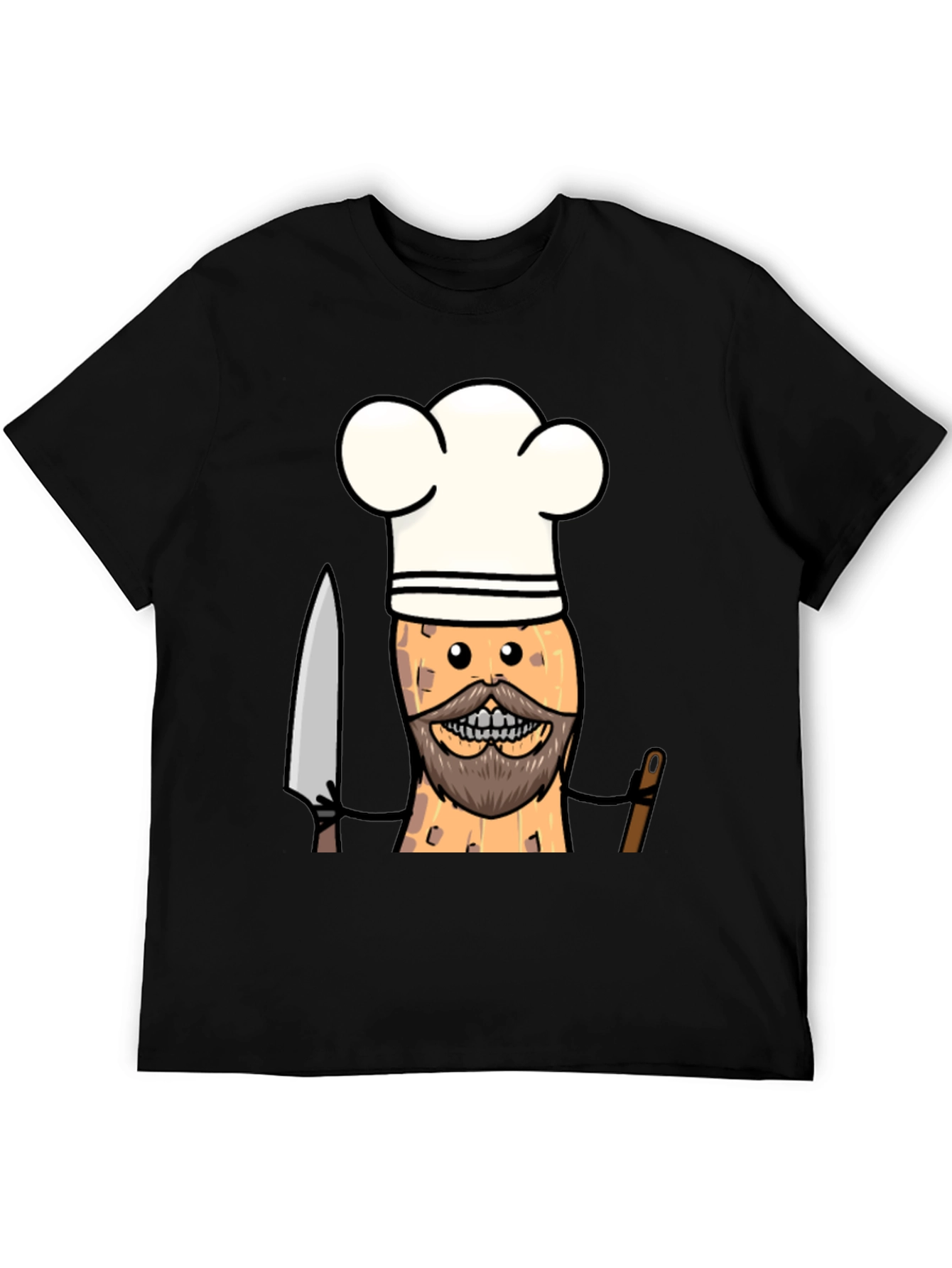 Chef Peanut Cartoon Graphic Tee - Black T-Shirt