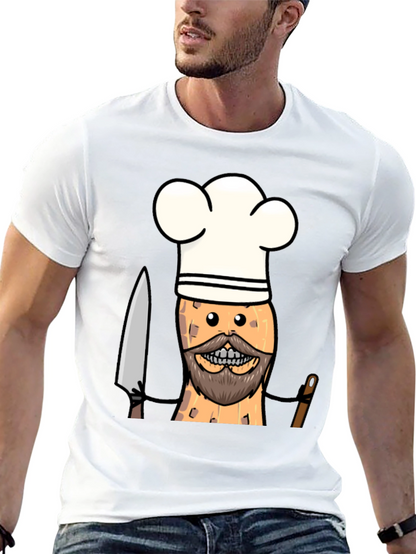 Chef Peanut Cartoon Graphic Tee - Black T-Shirt
