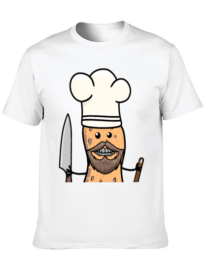 Chef Peanut Cartoon Graphic Tee - Black T-Shirt