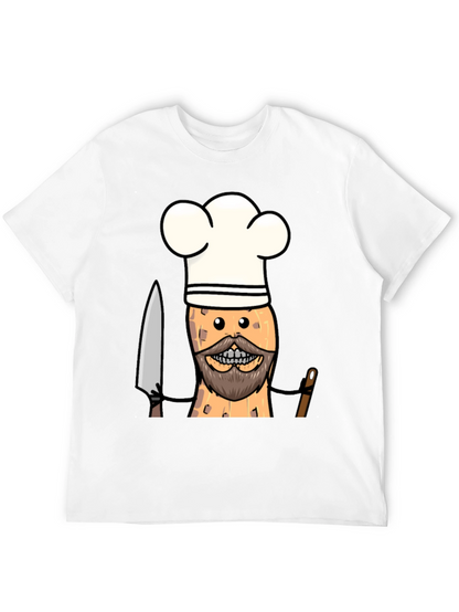 Chef Peanut Cartoon Graphic Tee - Black T-Shirt