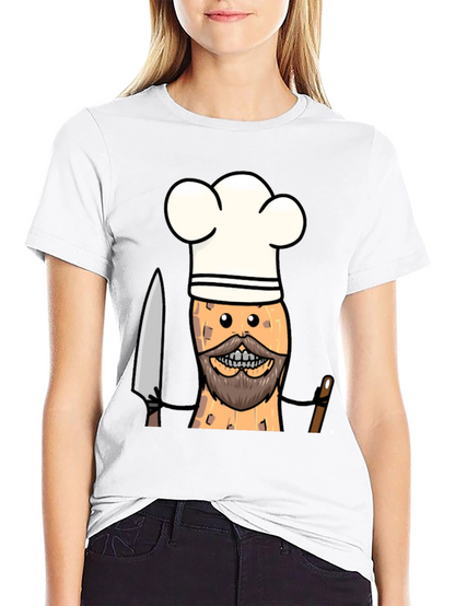Chef Peanut Cartoon Graphic Tee - Black T-Shirt