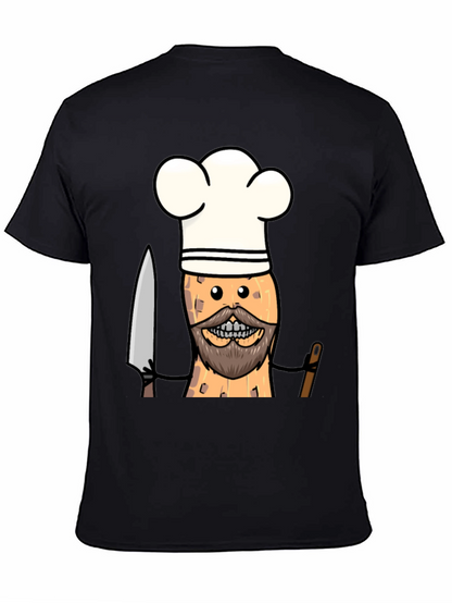Chef Peanut Cartoon Graphic Tee - Black T-Shirt