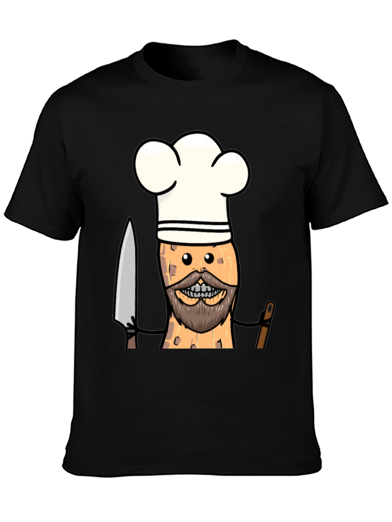 Chef Peanut Cartoon Graphic Tee - Black T-Shirt