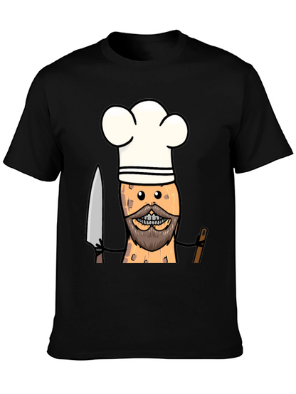 Chef Peanut Cartoon Graphic Tee - Black T-Shirt