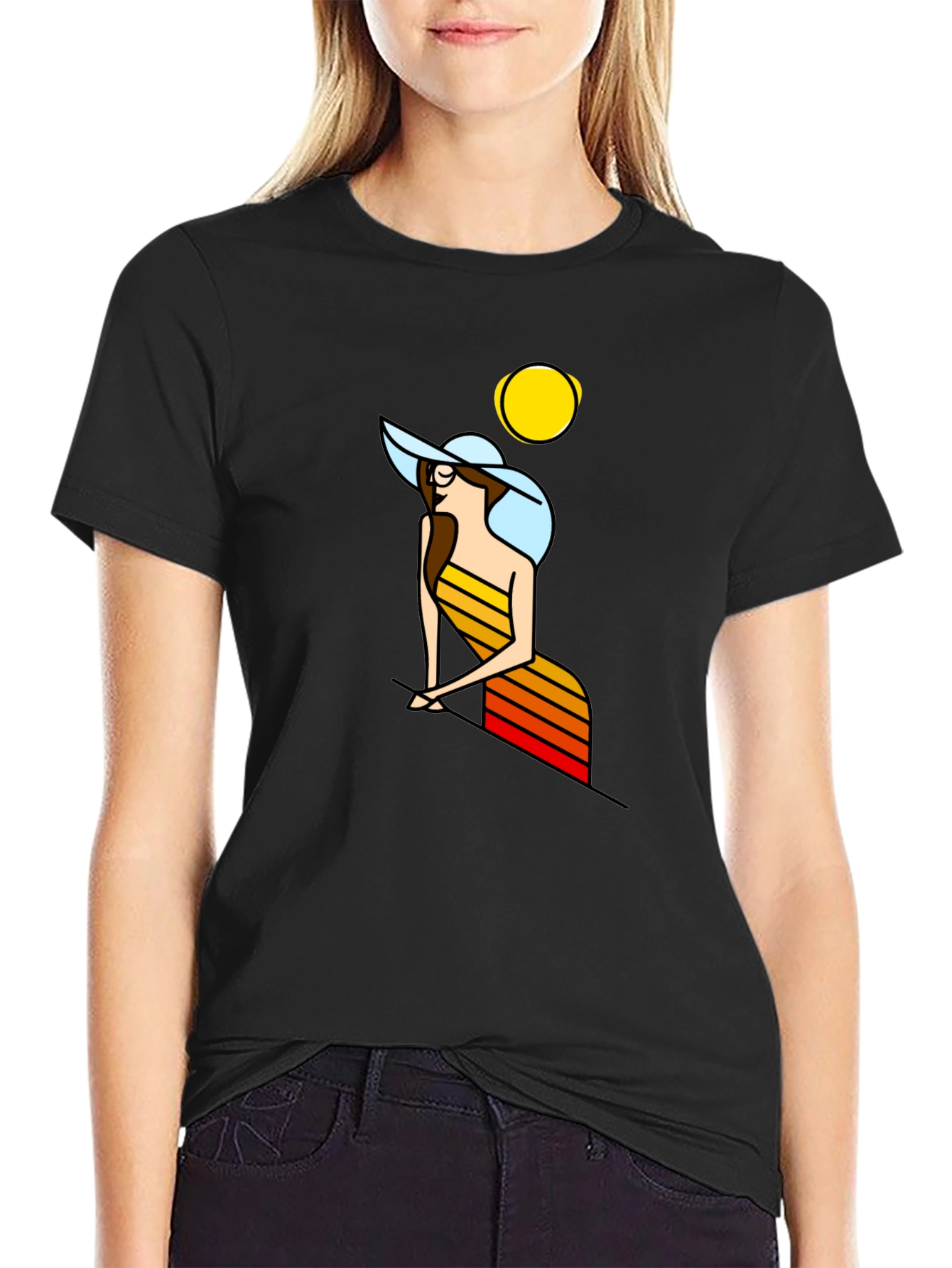 Retro Woman Graphic T-Shirt - Black