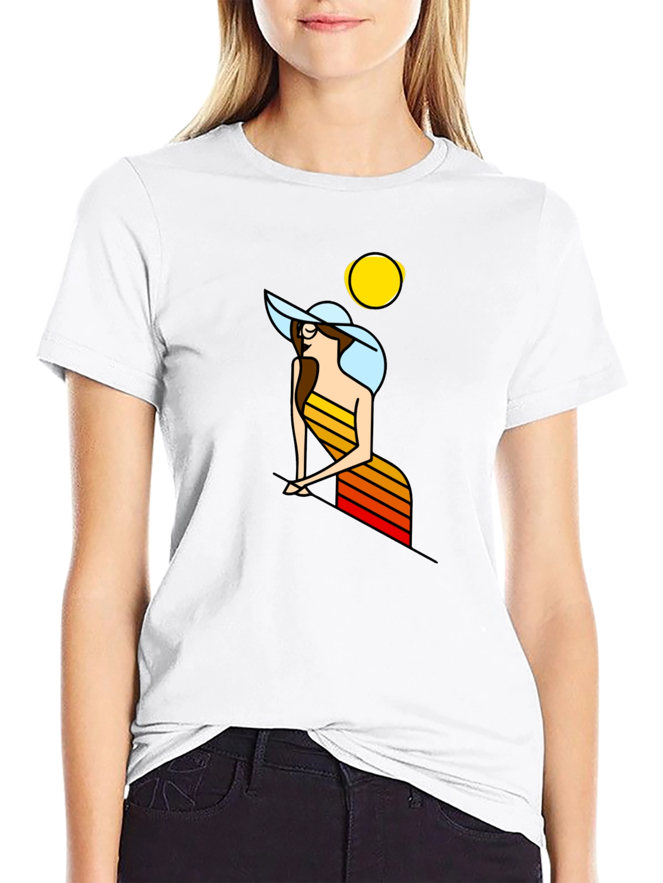 Retro Woman Graphic T-Shirt - Black