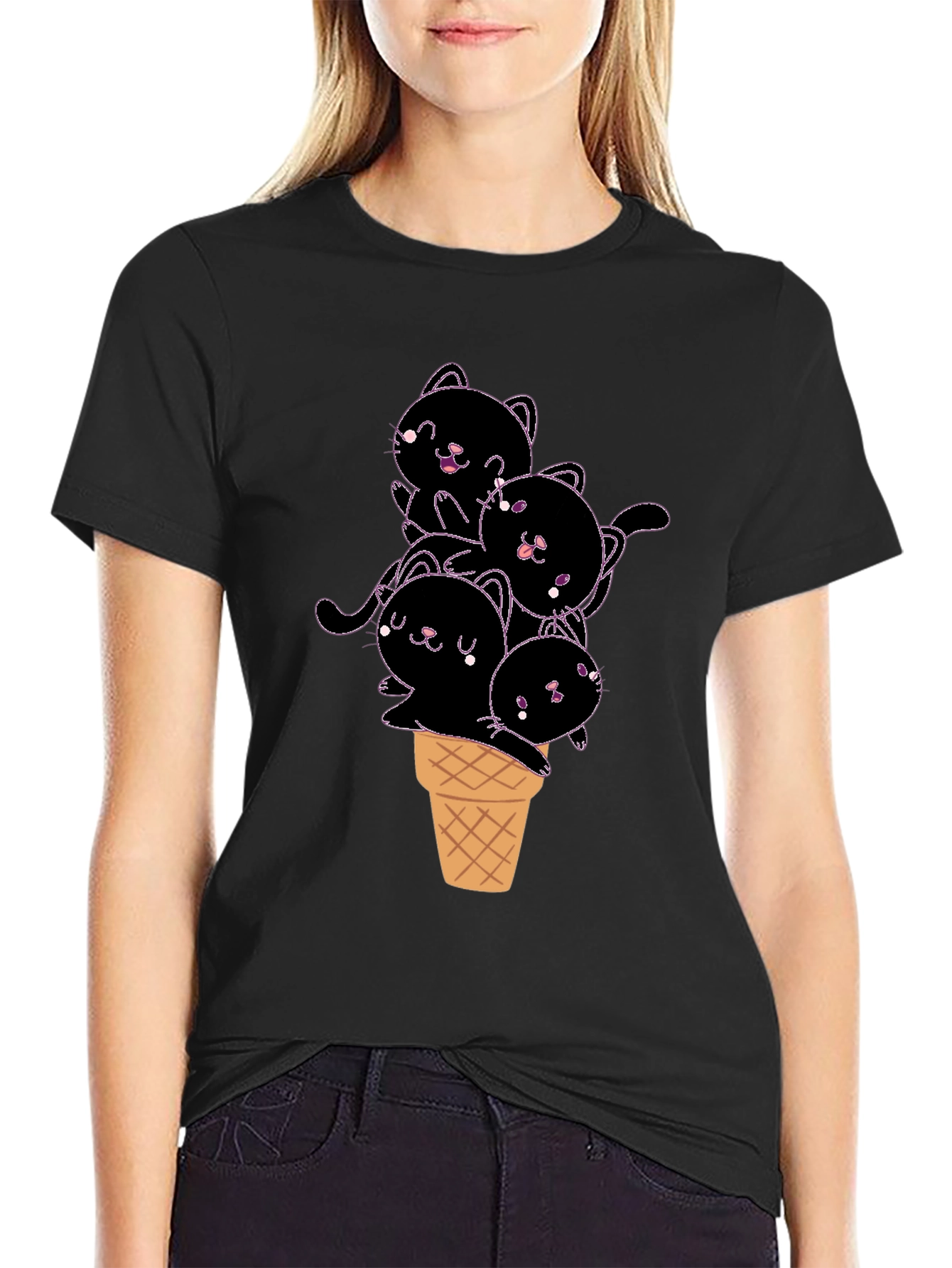 Kitten Ice Cream Cone Graphic Tee
