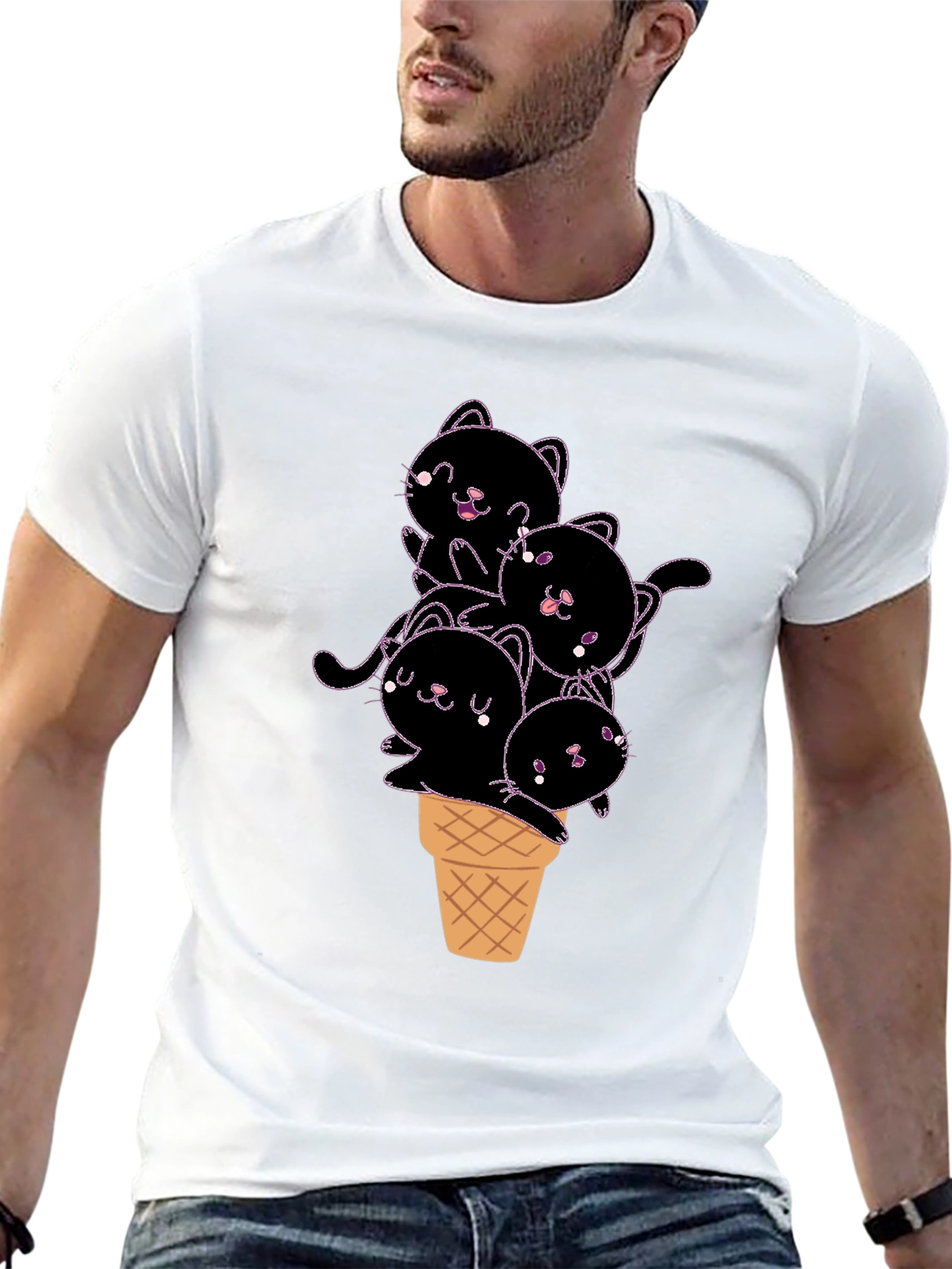 Kitten Ice Cream Cone Graphic Tee