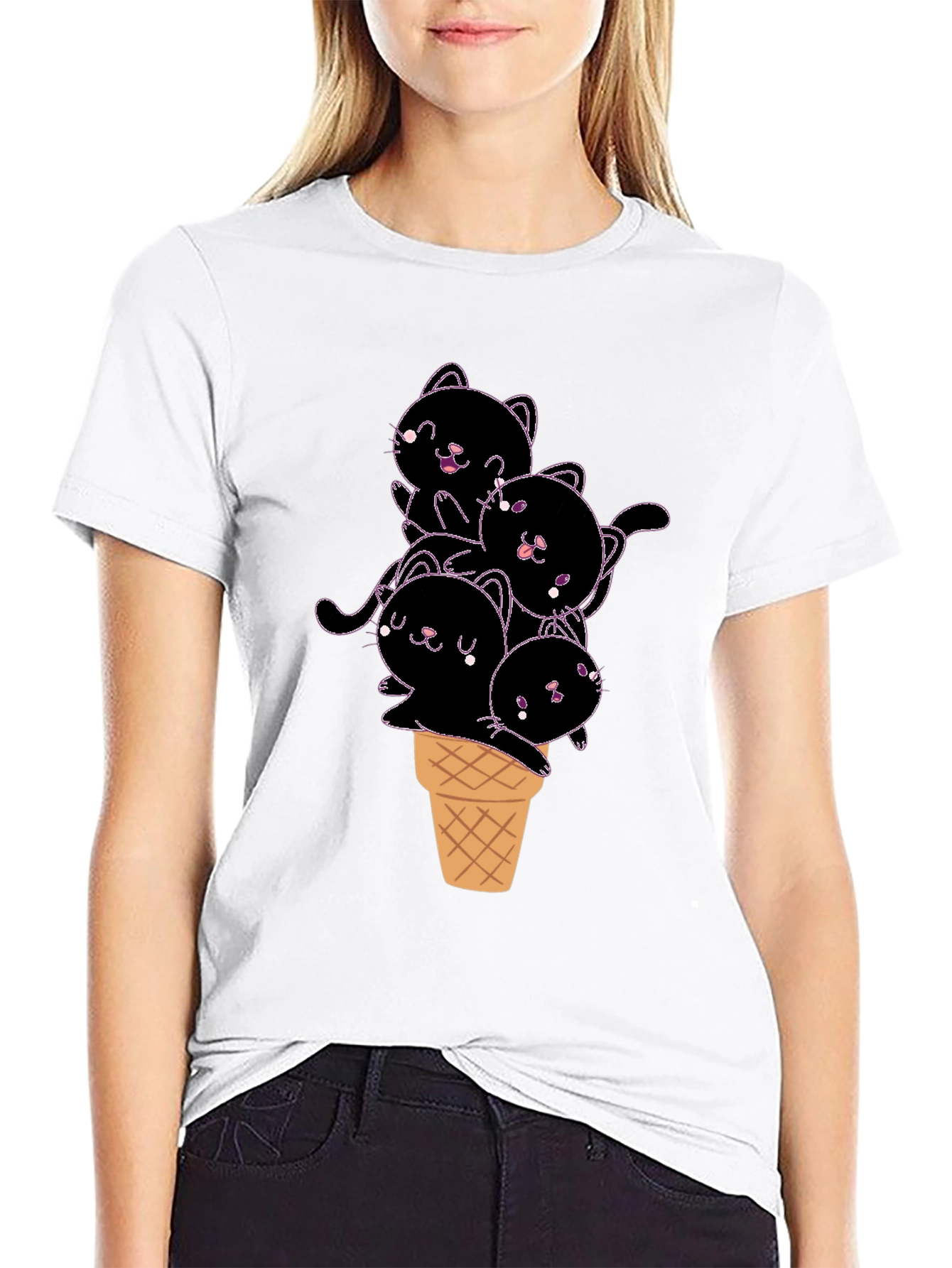 Kitten Ice Cream Cone Graphic Tee
