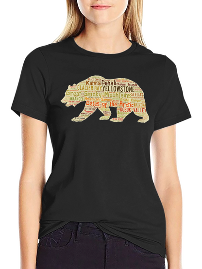 National Parks Bear Word Art Graphic T-Shirt