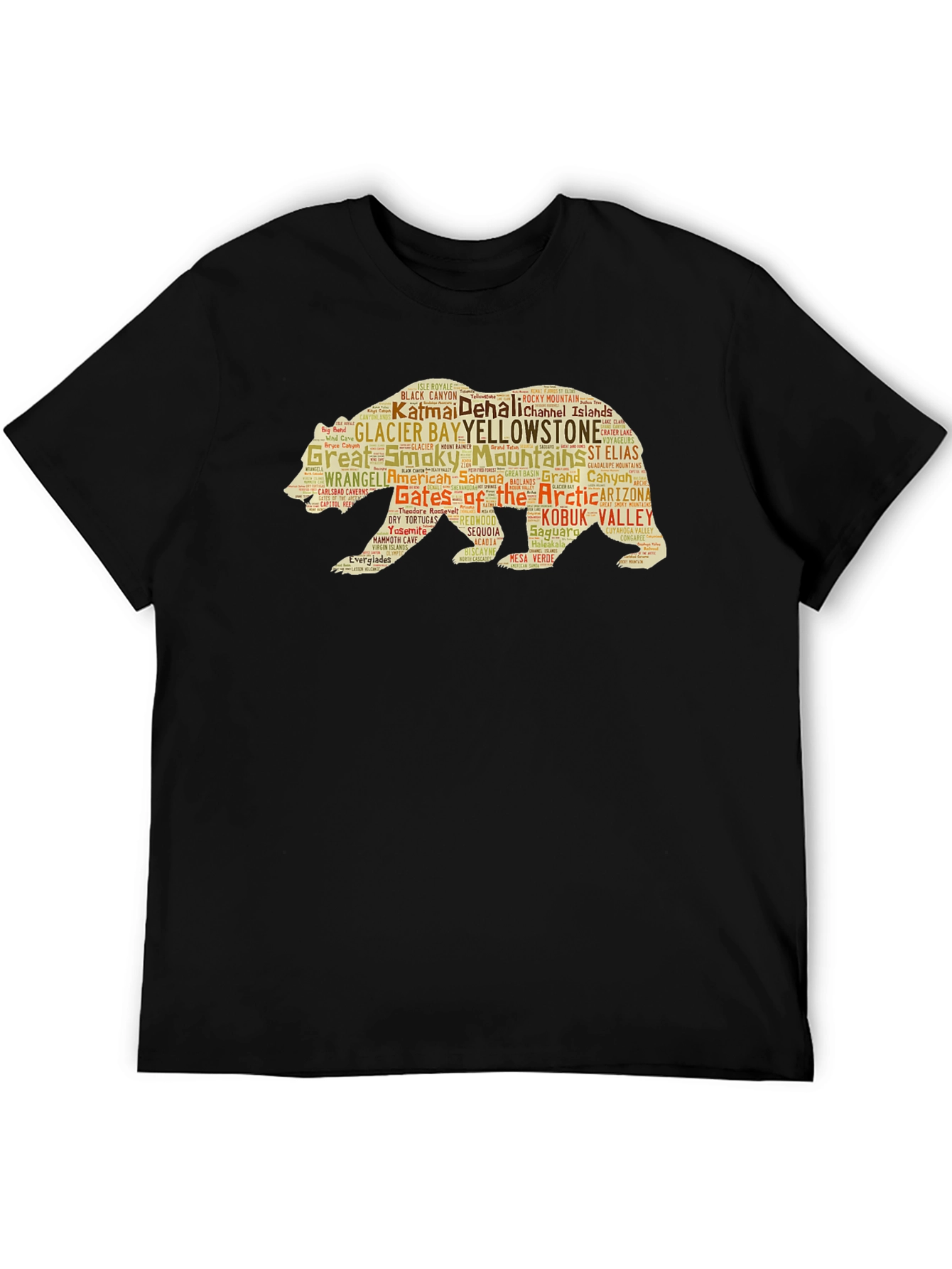 National Parks Bear Word Art Graphic T-Shirt