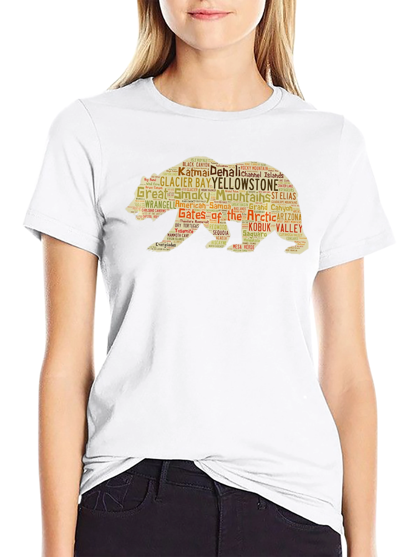 National Parks Bear Word Art Graphic T-Shirt