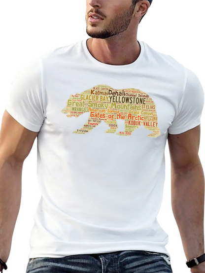 National Parks Bear Word Art Graphic T-Shirt
