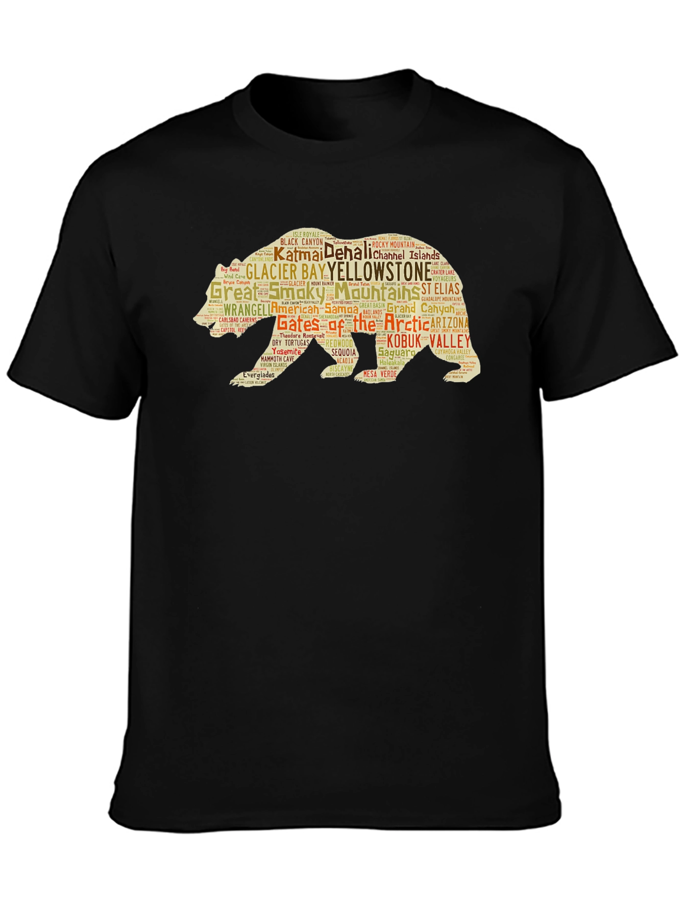 National Parks Bear Word Art Graphic T-Shirt