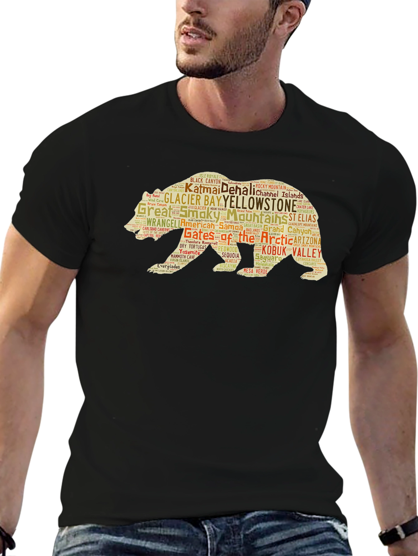 National Parks Bear Word Art Graphic T-Shirt