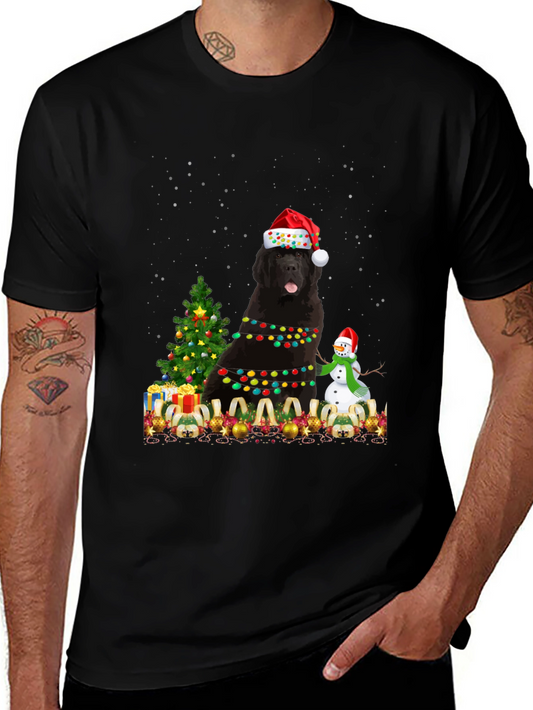 Festive Newfoundland Dog Christmas T-Shirt
