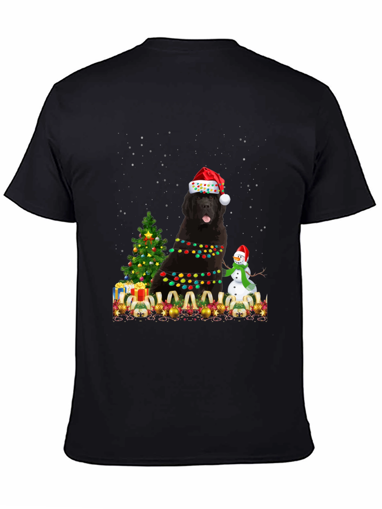 Festive Newfoundland Dog Christmas T-Shirt